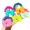 Korea Fluorescent Bow Knot Scrunchies Hair Tie Elastic Band Colorful Flower Ring Cute Girl Ponytail Head Rope Rubber Female Fash